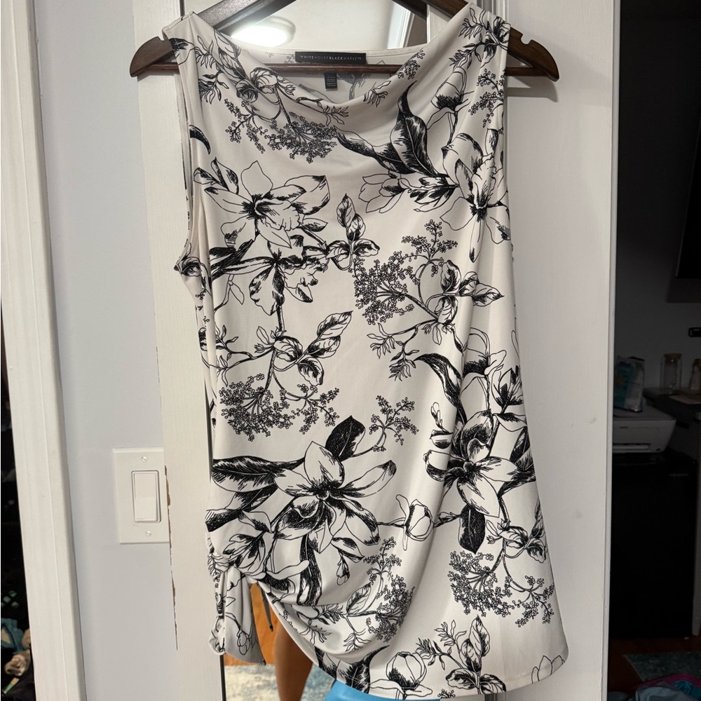White House Black Market Black Floral Tank Top